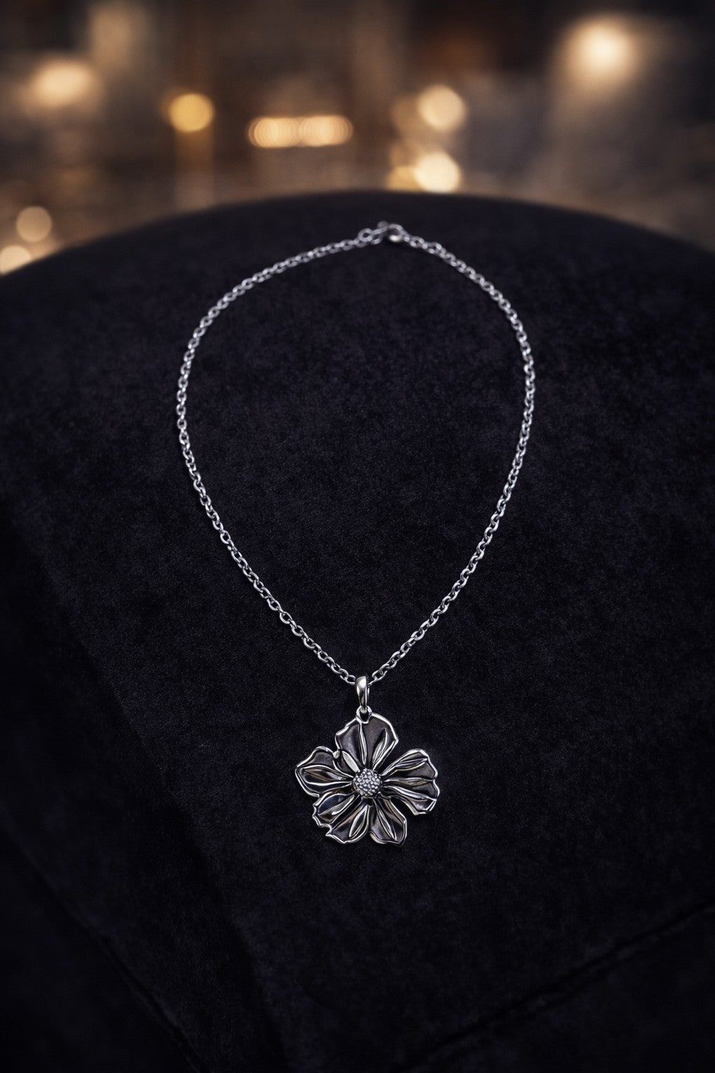 Silver Bloom Stainless Steel Flower Necklace