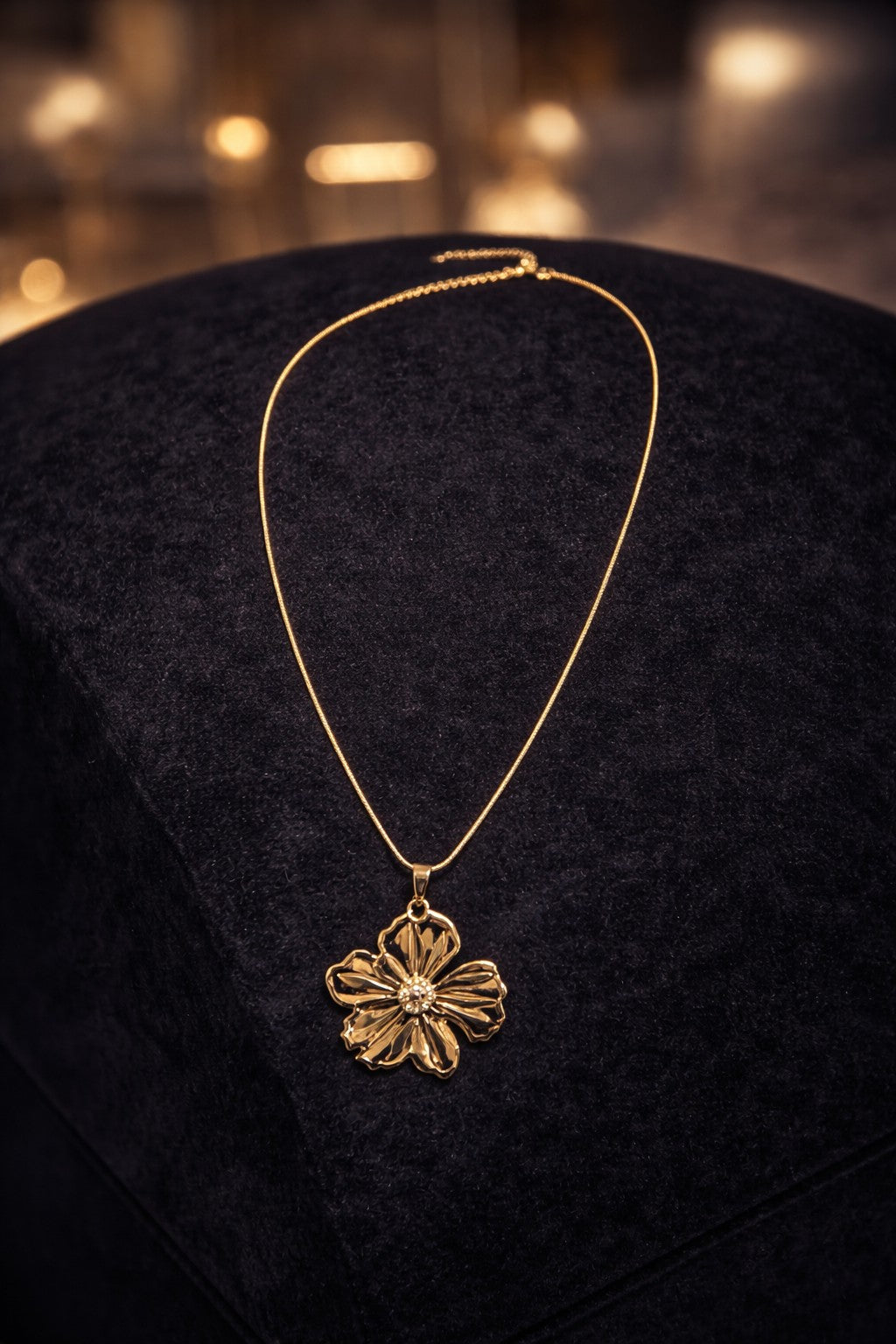 Golden Bloom Stainless Steel Statement Necklace