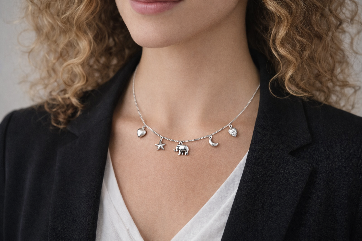 Stainless Steel Multi-Charm Necklace