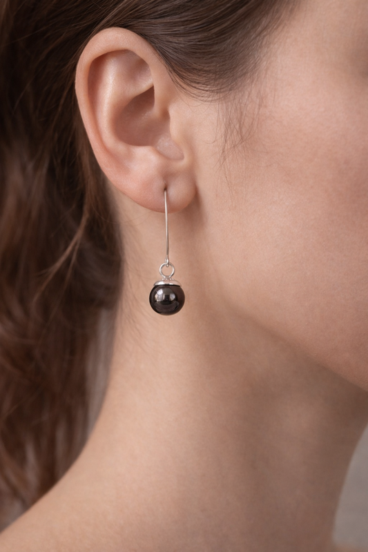 Black Hematite Everyday Drop Earrings-Stainless Steel