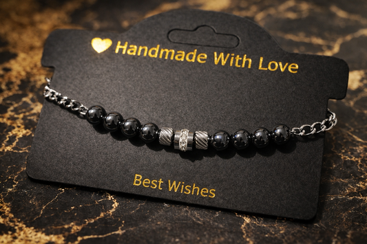 Midnight Hematite Bead Chain Bracelet – Stainless Steel
