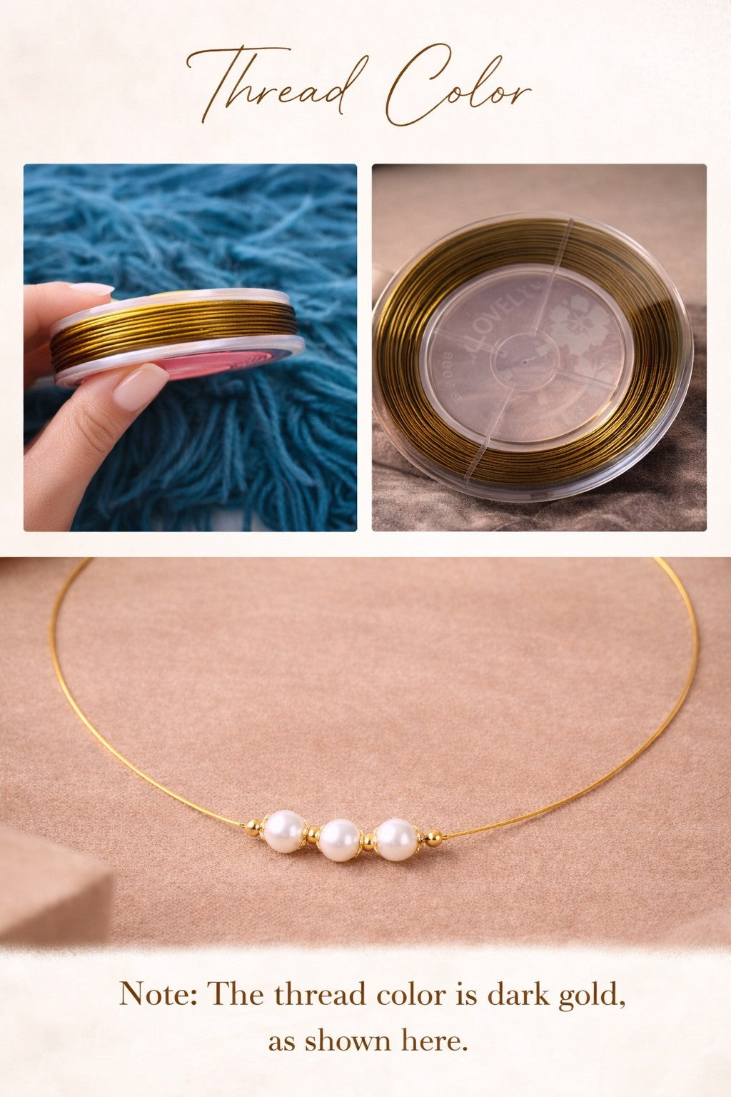 Pearl Floating Wire Necklace – Gold Tone
