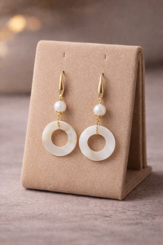 Pearl Halo Drop Earrings – Freshwater Pearl & Mother of Pearl
