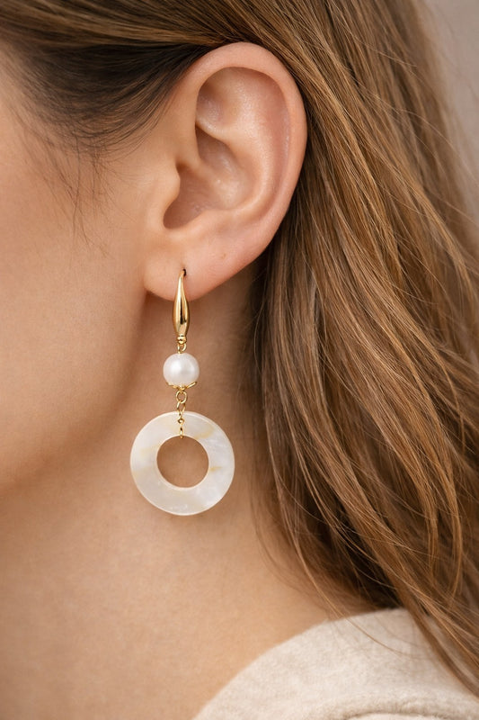 Pearl Halo Drop Earrings – Freshwater Pearl & Mother of Pearl