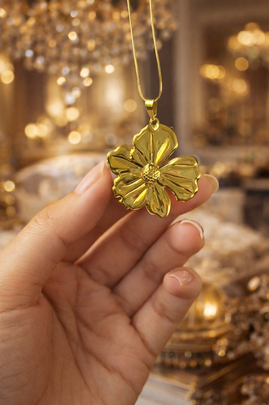 Golden Bloom Stainless Steel Statement Necklace