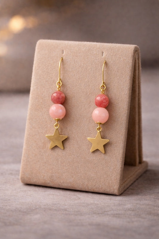 Natural Pink Stone Star Drop