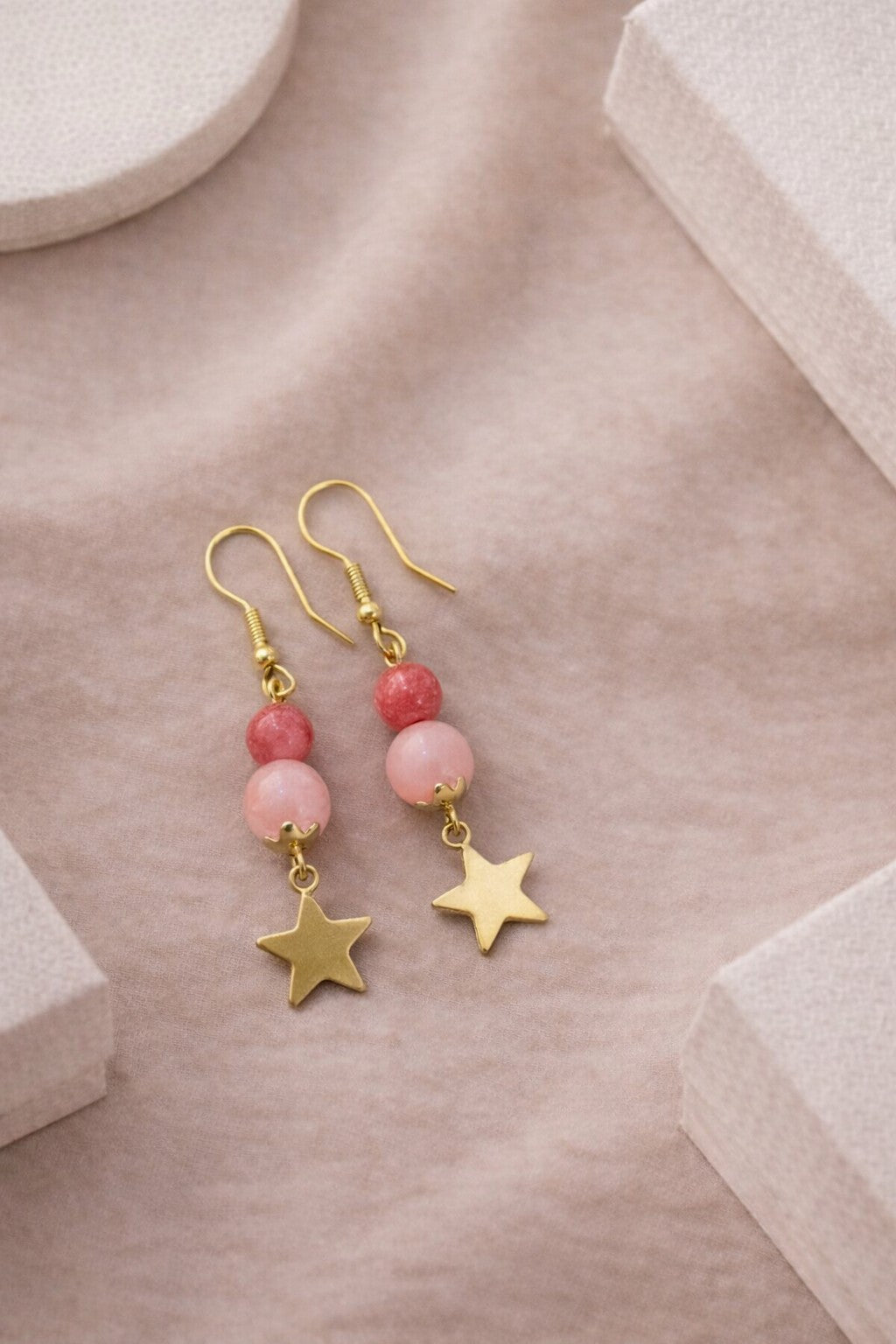 Natural Pink Stone Star Drop
