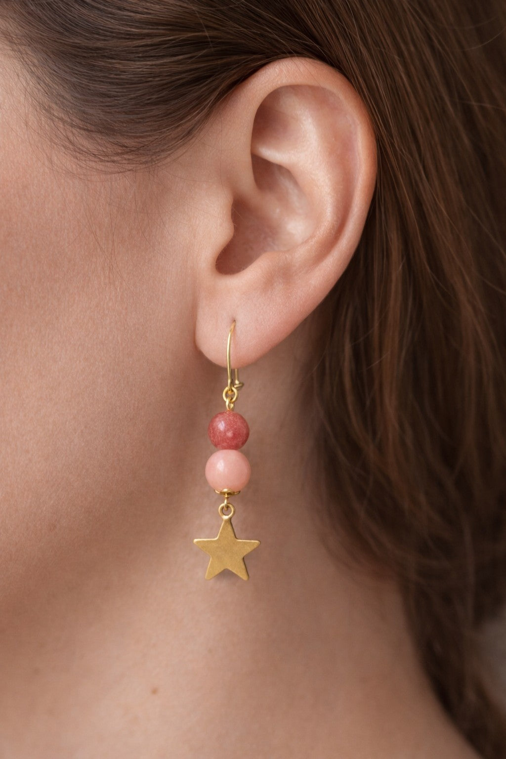 Natural Pink Stone Star Drop