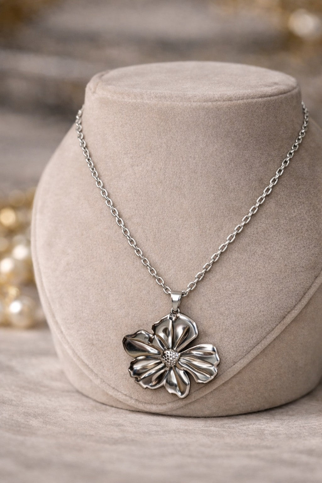 Silver Bloom Stainless Steel Flower Necklace