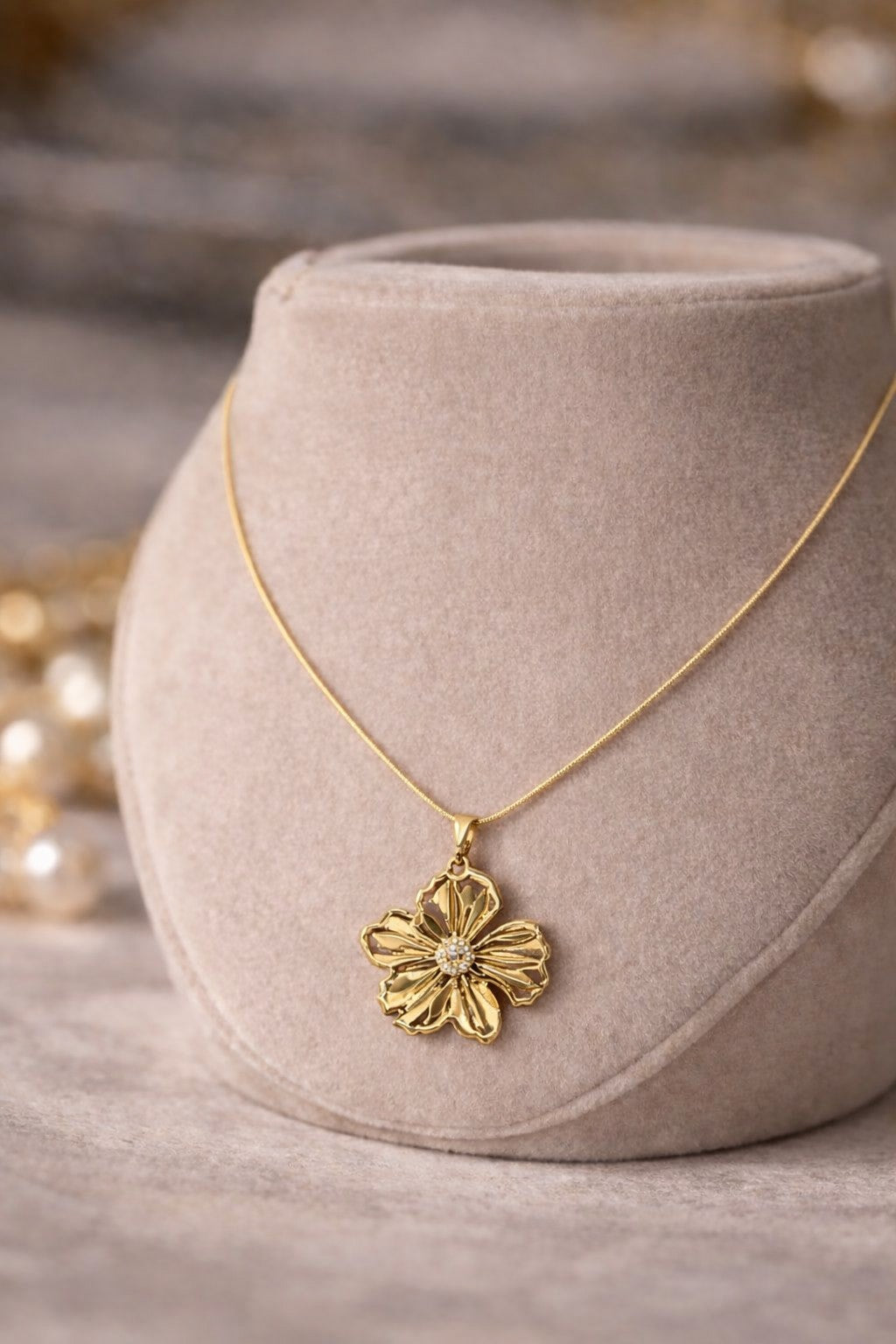 Golden Bloom Stainless Steel Statement Necklace