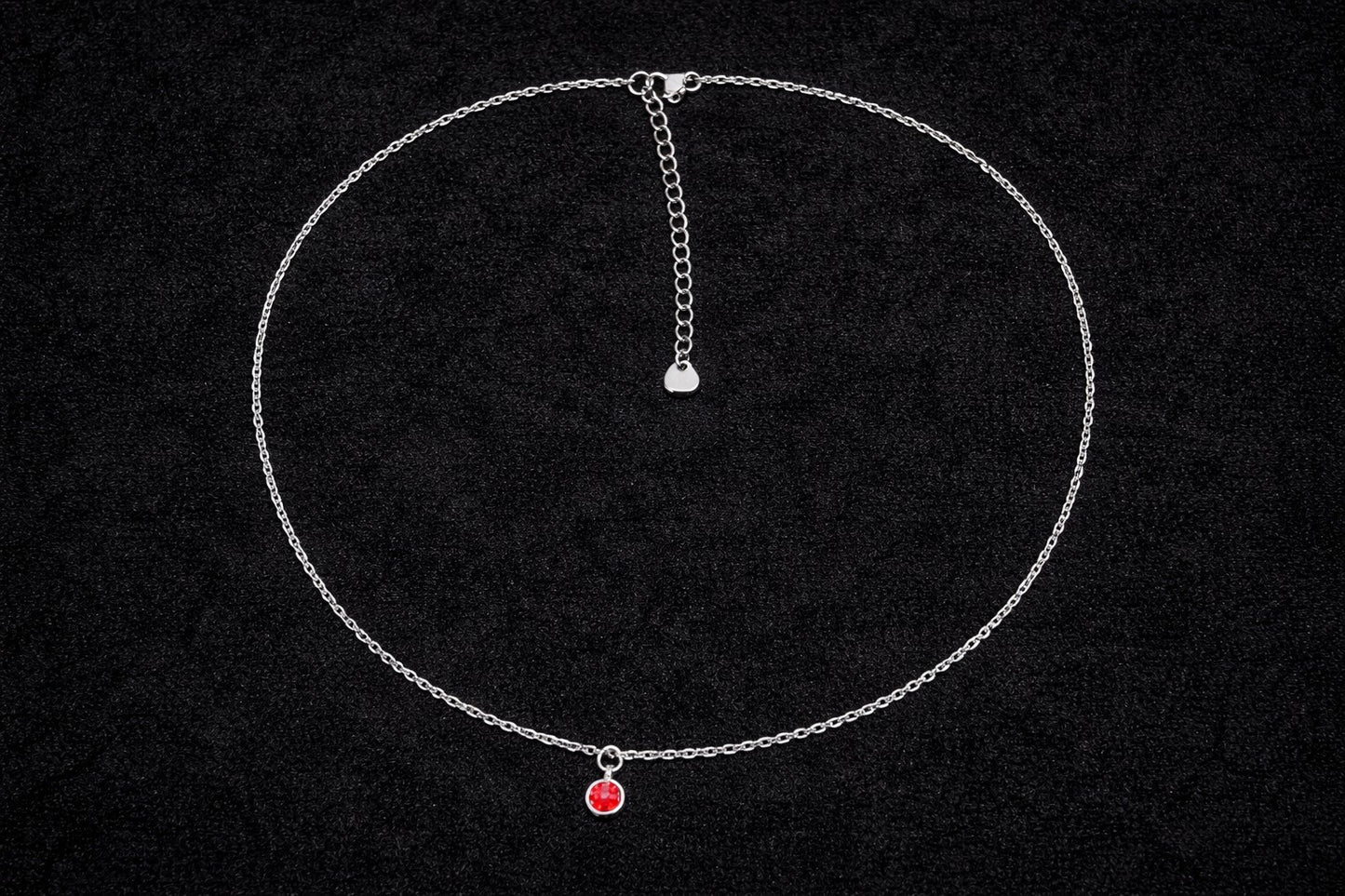 Crimson Charm Necklace – Silver Stainless Steel