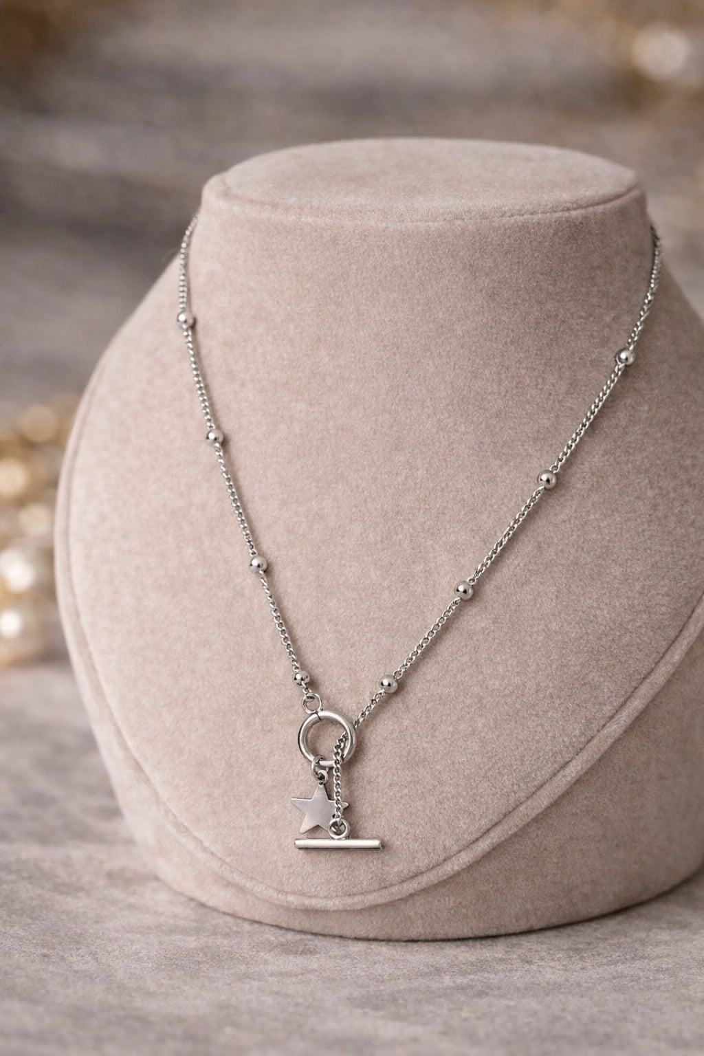Stainless Steel Star Toggle Necklace