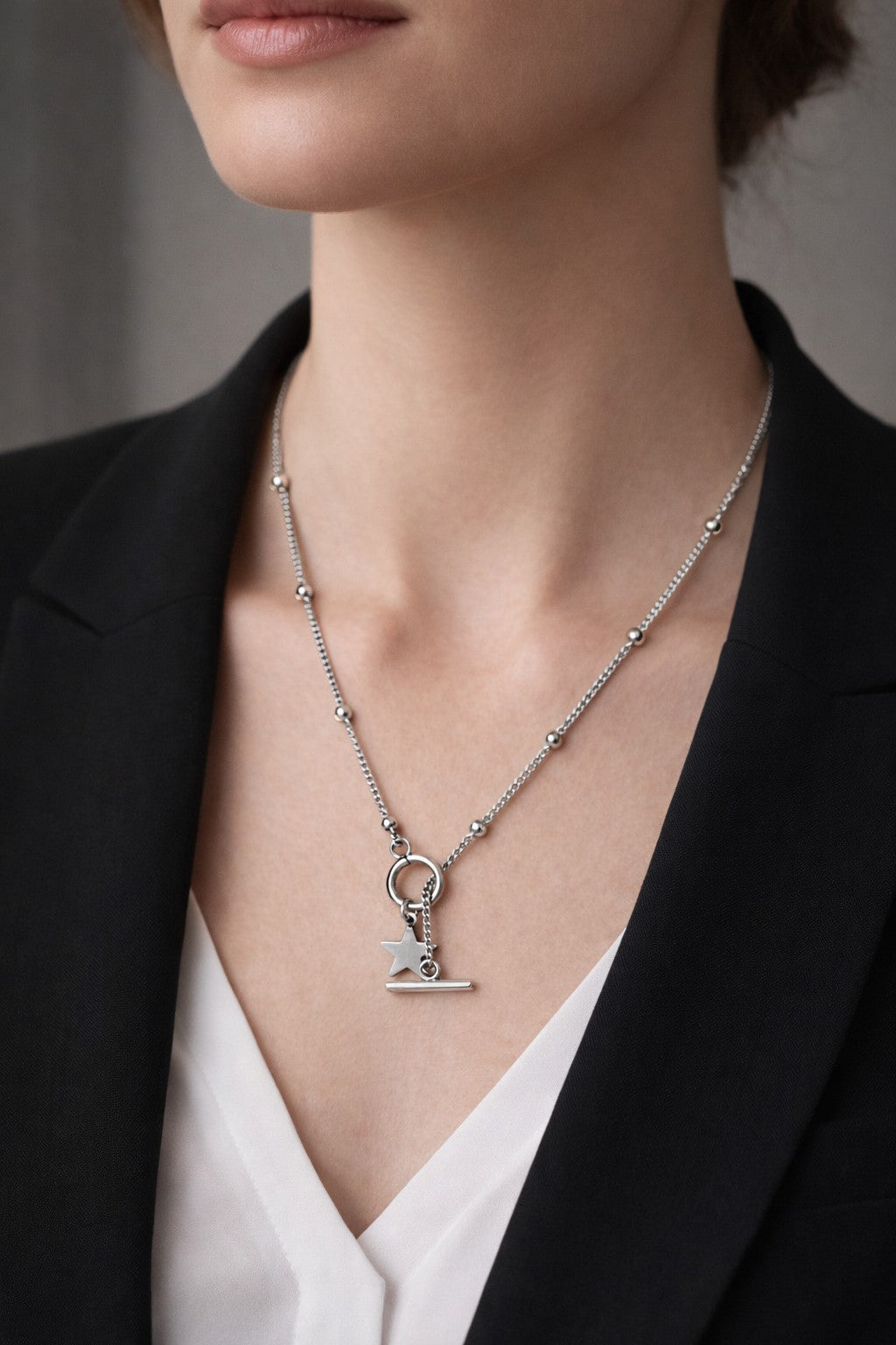 Stainless Steel Star Toggle Necklace