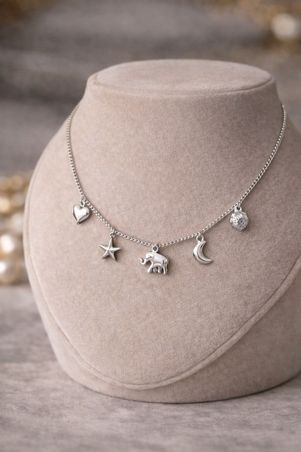 Stainless Steel Multi-Charm Necklace