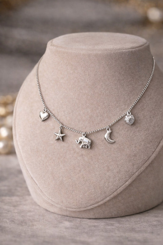 Stainless Steel Multi-Charm Necklace