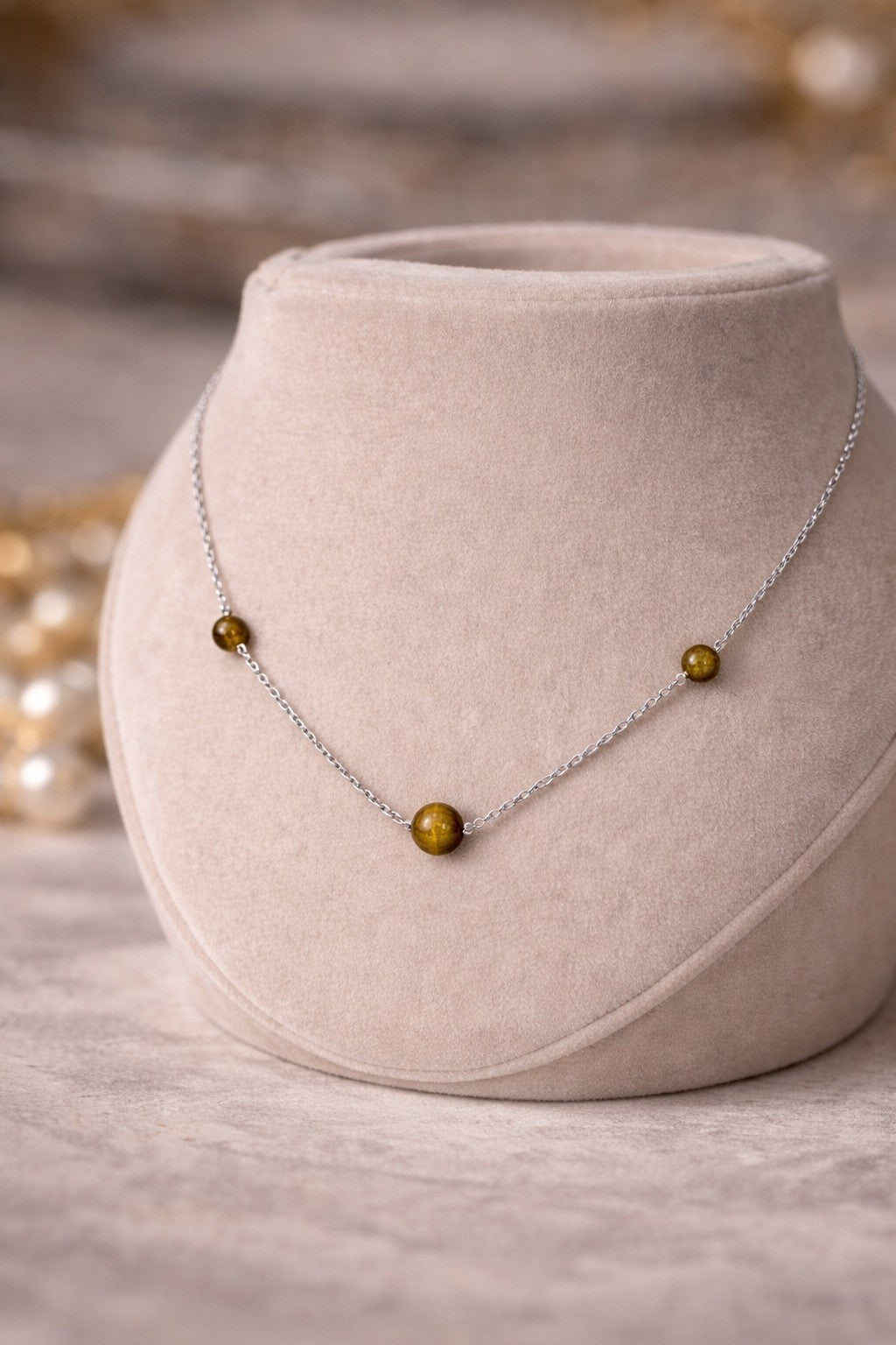 Tiger Eye Trio Necklace – Stainless Steel