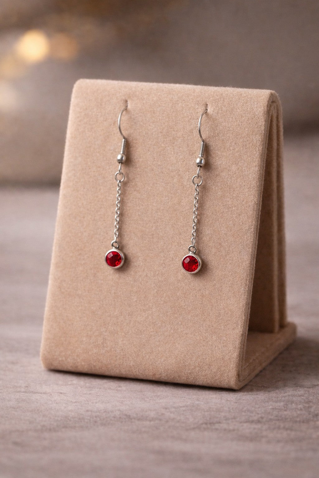 Crimson Glow Drop Earrings