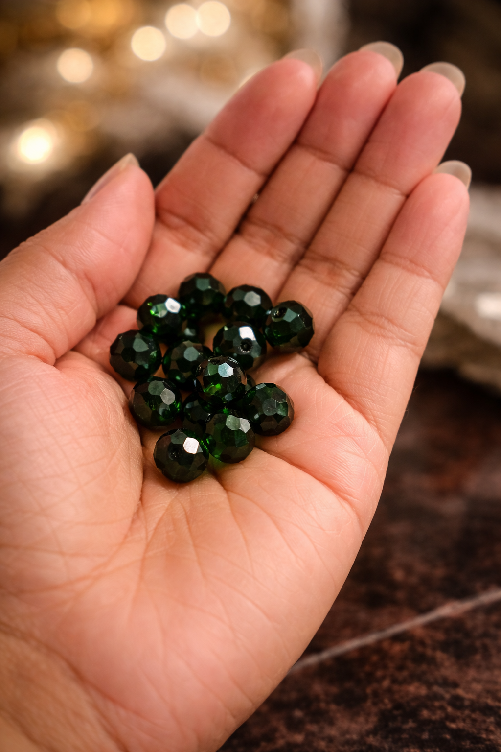 Emerald Glow – Green Bead Stainless Steel Necklace
