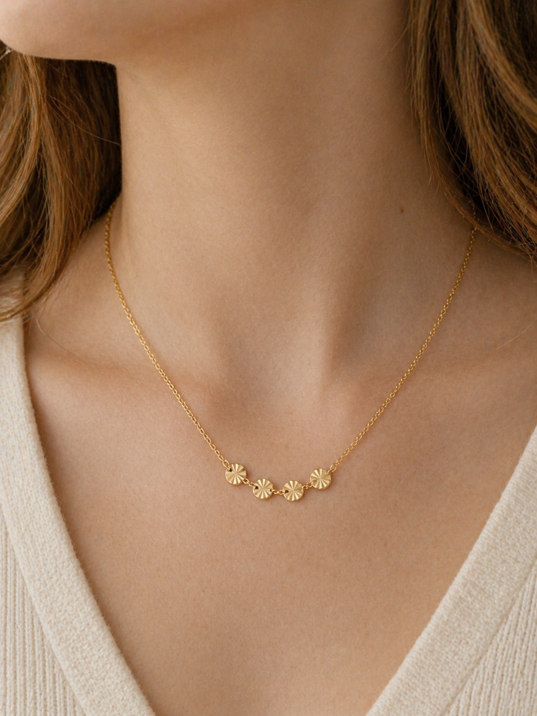 Gold Disc Chain Necklace-316L Stainless Steel
