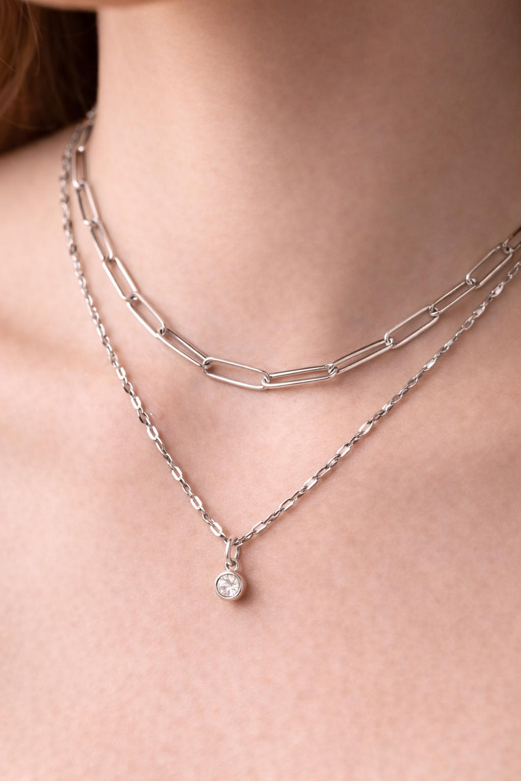 Silver Layered Charm Necklace