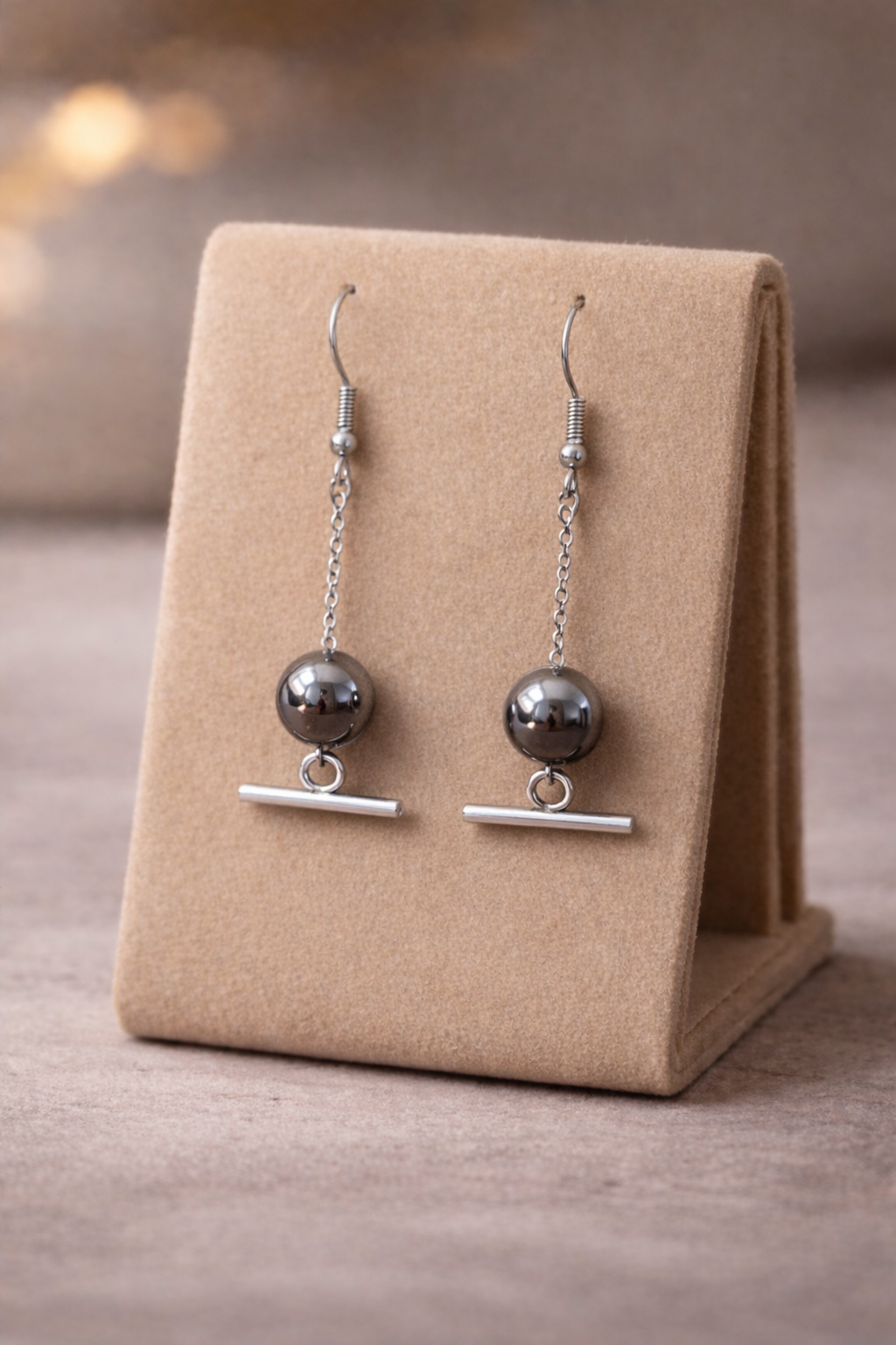 Midnight Hematite Drop Earrings- Stainless stainless
