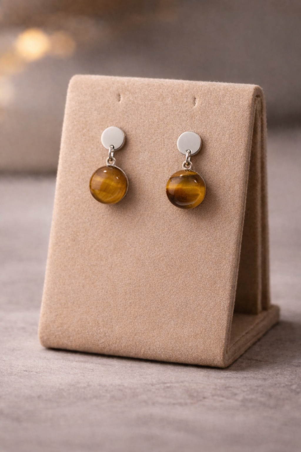 Tiger Eye Stud Drop Earring