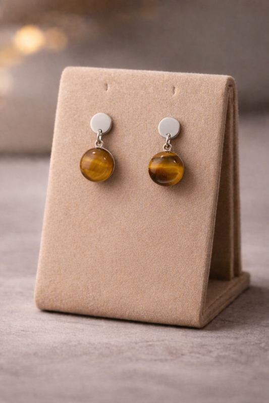 Tiger Eye Stud Drop Earring