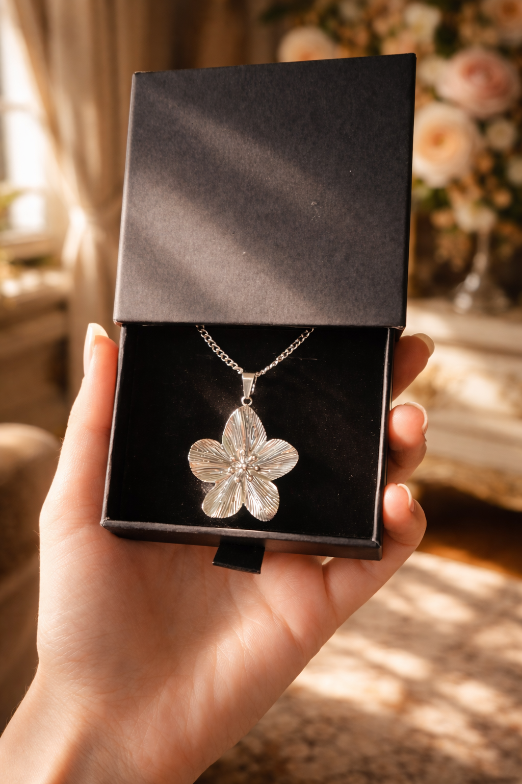 Stainless Steel Floral Necklace