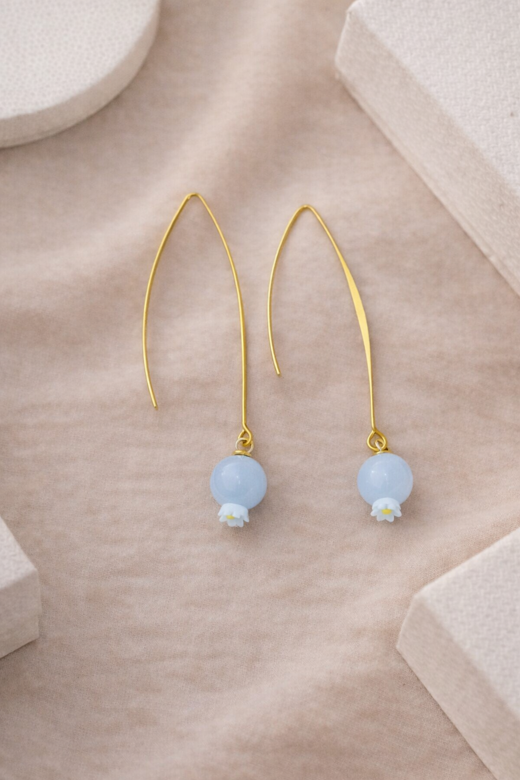 Aquamarine Drop Threader Earrings – Stainless Steel
