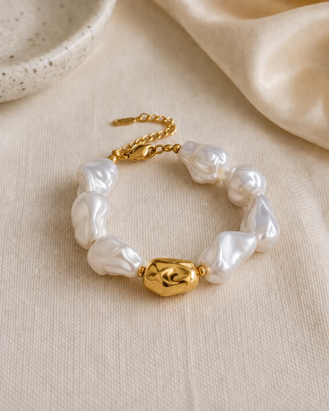 Sculpted Ivory Bead Bracelet – 316L stainless steel