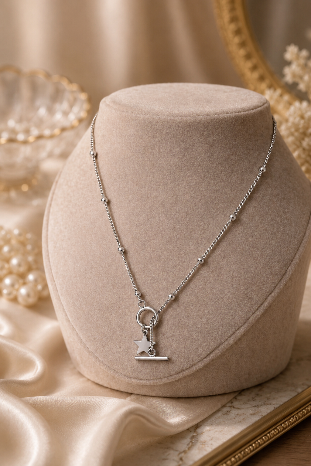Stainless Steel Star Toggle Necklace
