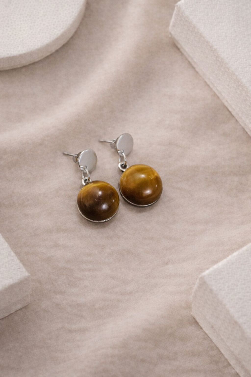 Tiger Eye Stud Drop Earring