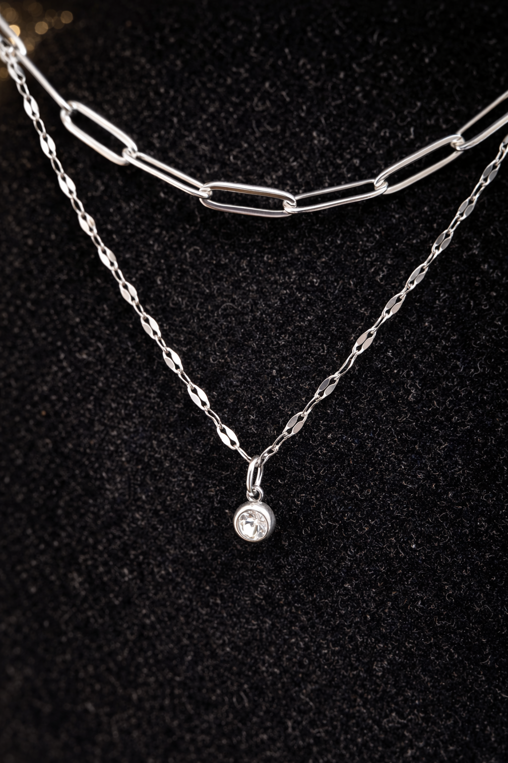 Silver Layered Charm Necklace