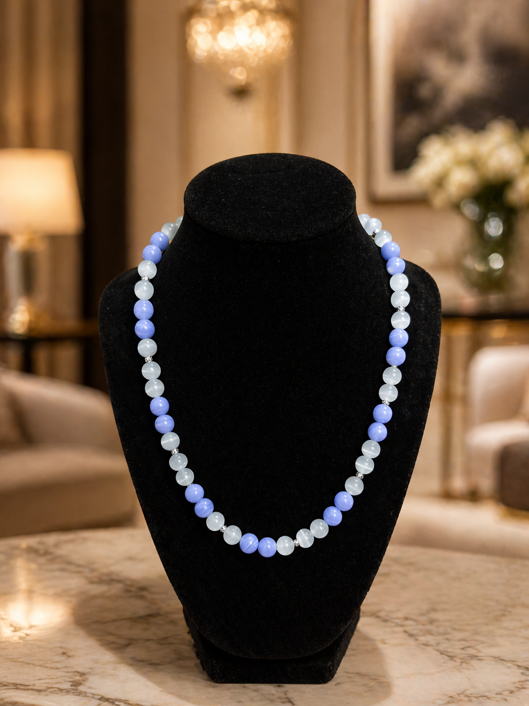 Sky Mist Natural Stone Necklace( Custom made)