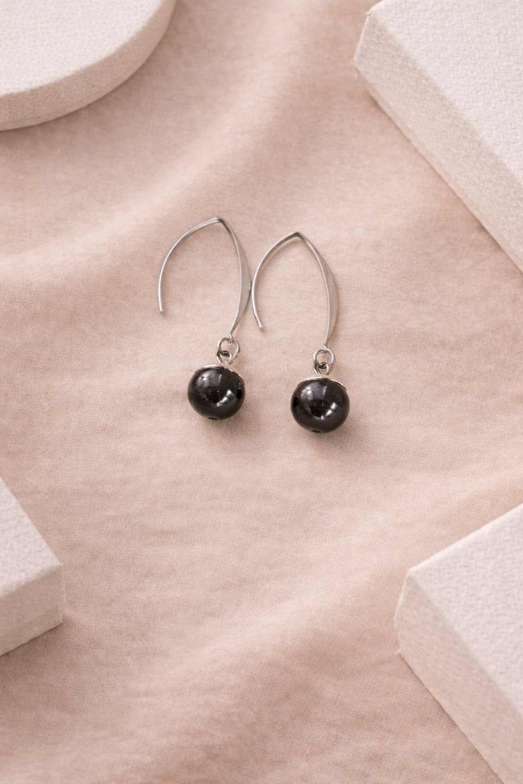 Black Hematite Everyday Drop Earrings-Stainless Steel