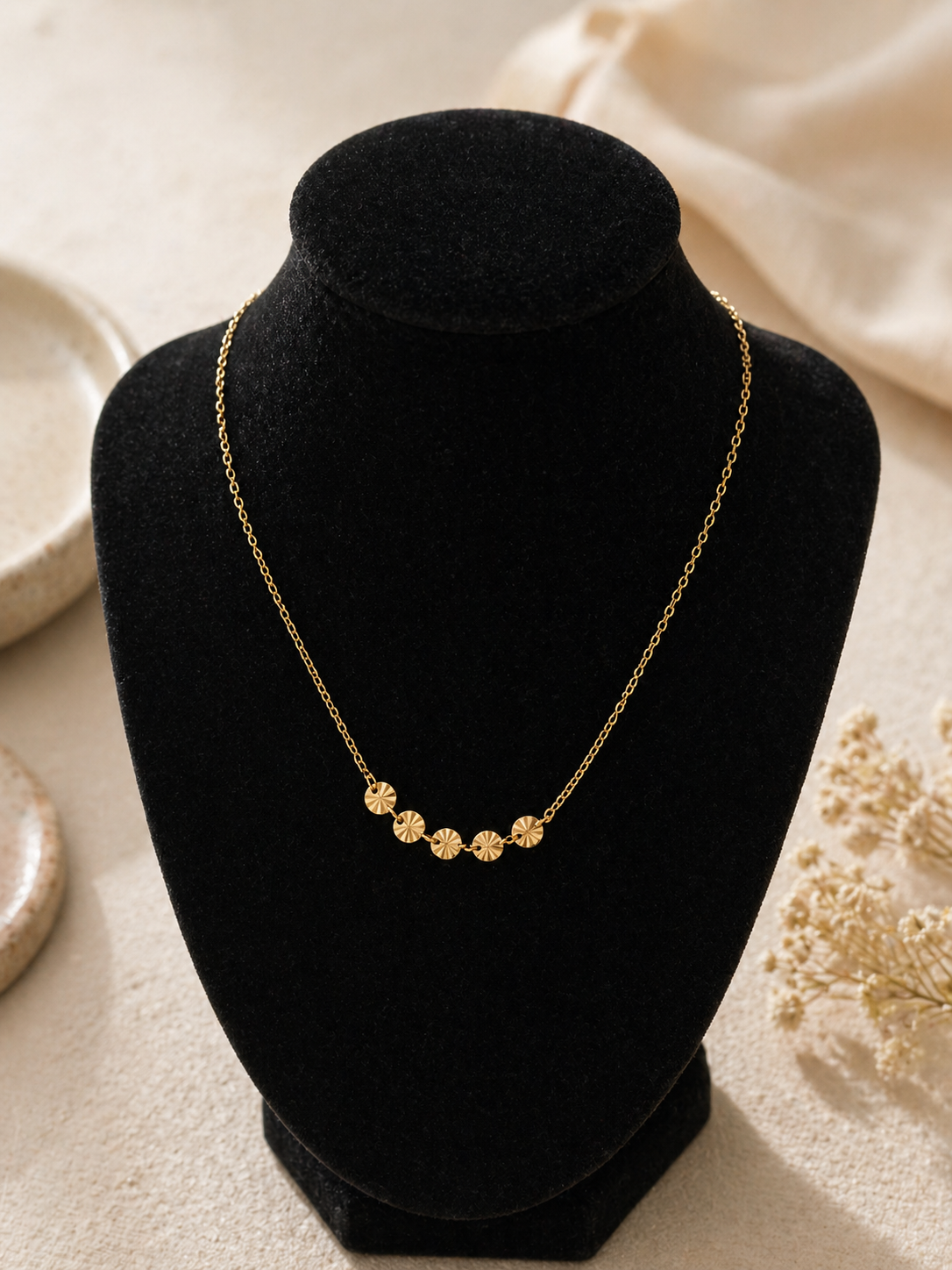 Gold Disc Chain Necklace-316L Stainless Steel