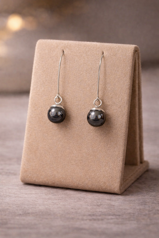 Black Hematite Everyday Drop Earrings-Stainless Steel