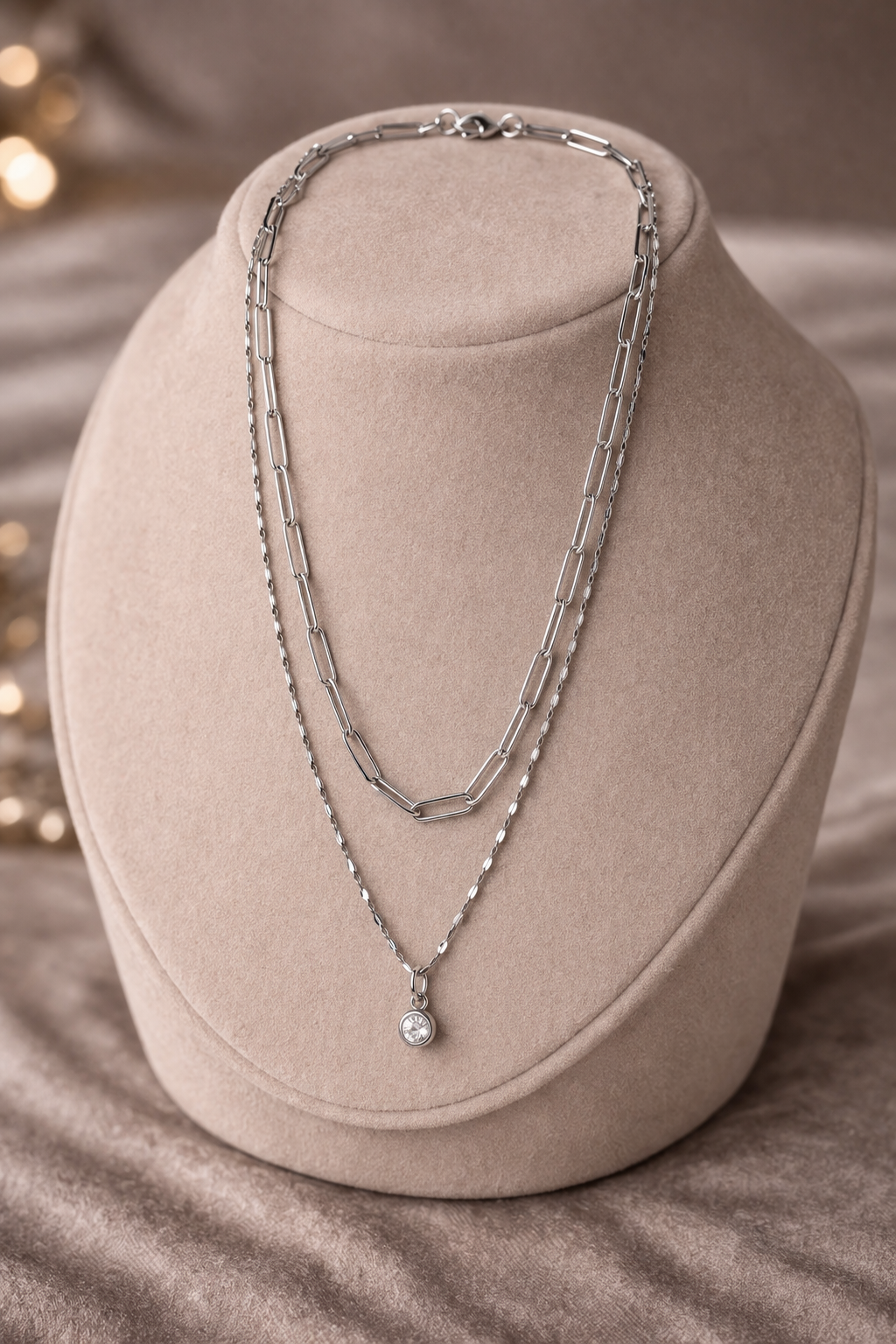 Silver Layered Charm Necklace