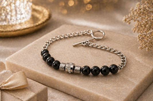 Midnight Hematite Bead Chain Bracelet – Stainless Steel