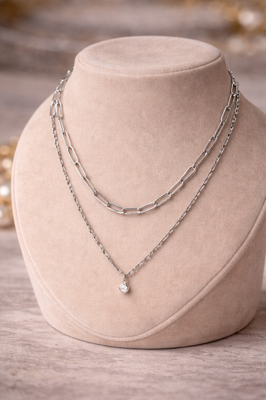 Silver Layered Charm Necklace