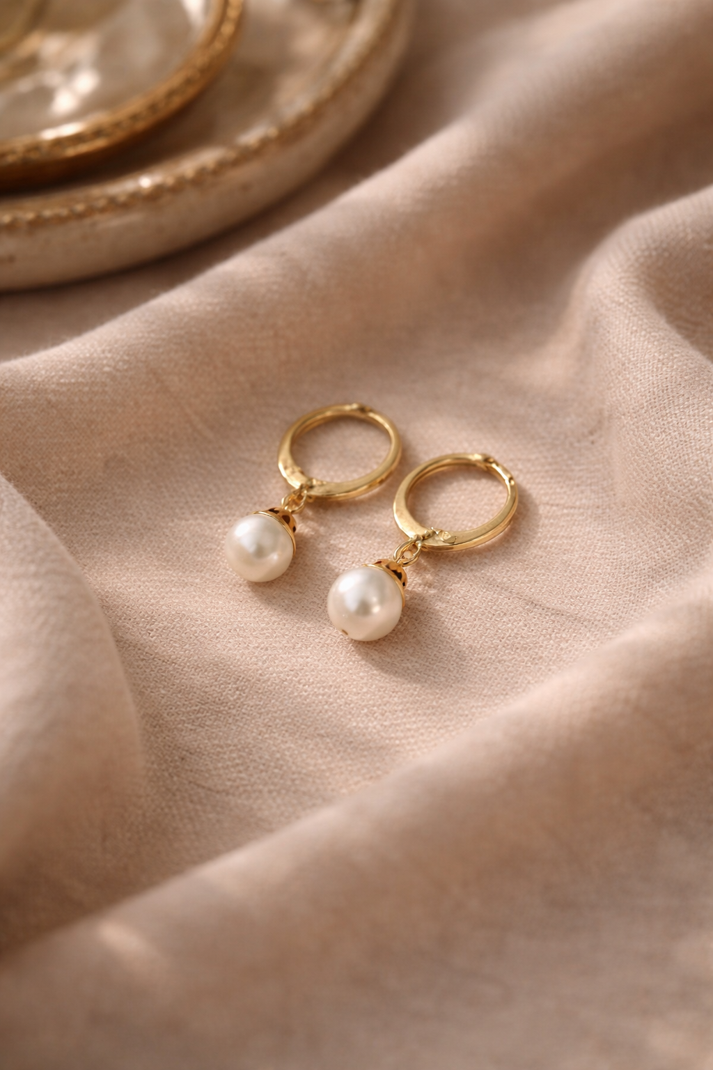 Pearl Drop Hoop Earrings – Stainless Steel