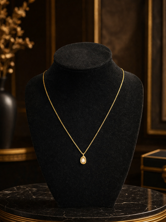 Molten Frame Pearl Necklace -316L Stainless Steel