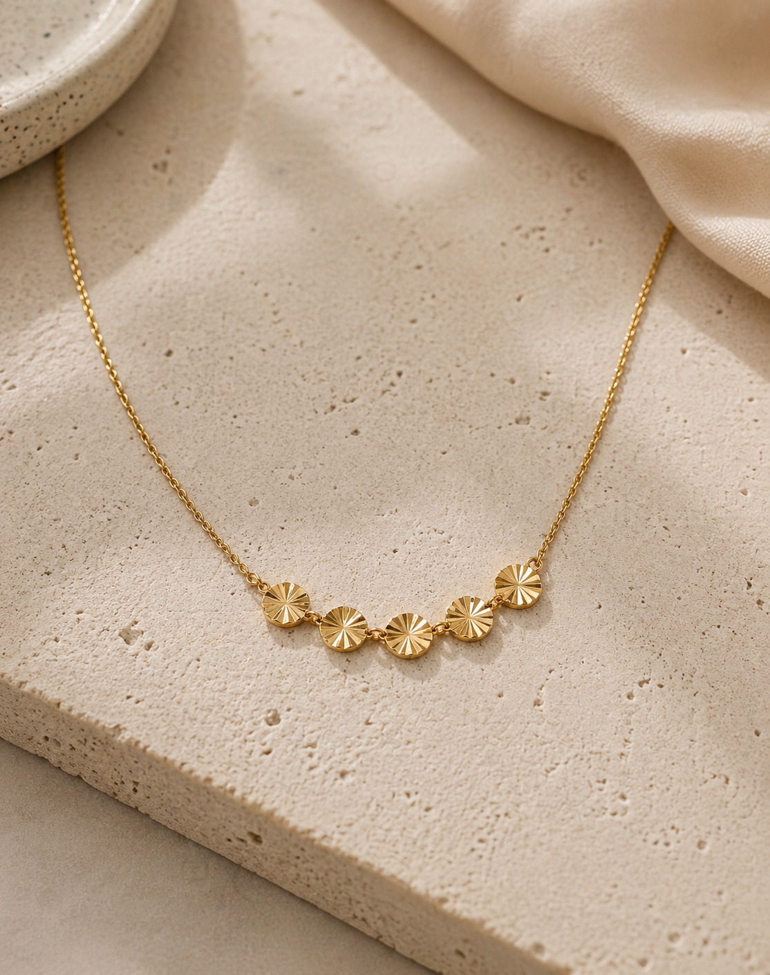 Gold Disc Chain Necklace-316L Stainless Steel