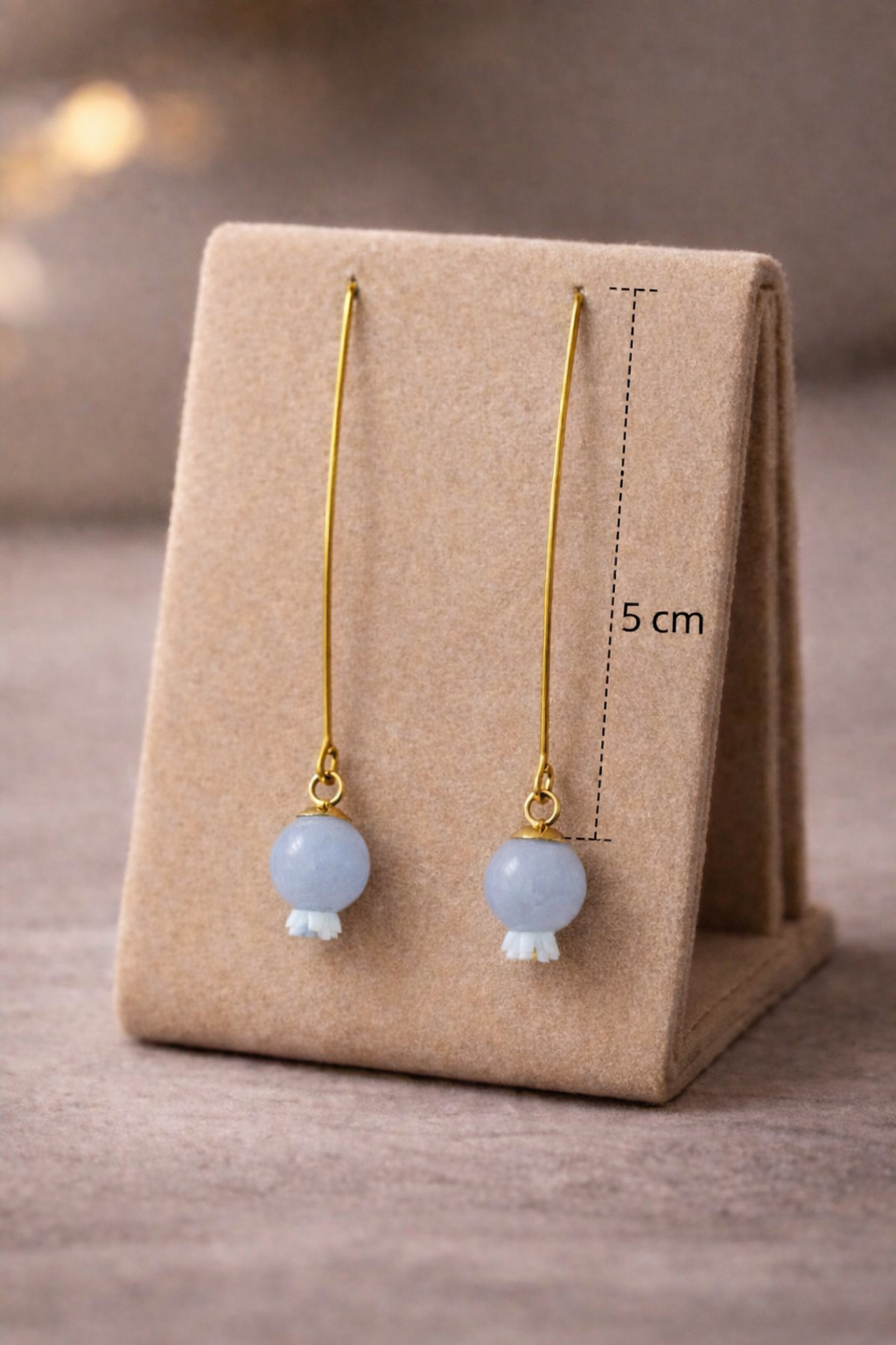 Aquamarine Drop Threader Earrings – Stainless Steel